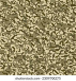 Digital pixel camouflage pattern. Military texture. Abstract army or hunting masking ornament. Vector illustration. Eps 10.