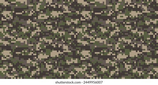Digital pixel camouflage pattern. Military texture background. 