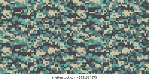 Digital pixel camouflage pattern. Military texture background. 
