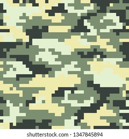 Digital pixel camouflage. Seamless background. Vector graphics.