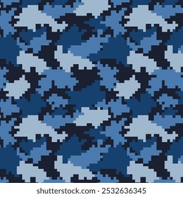 Digital pixel camuflagem sem emenda tecido padrão de impressão. Desenho têxtil militar em Woodland. Moderno uniforme de camo para soldados na guerra. Militaristic wallpaper ilustração vetor plana.