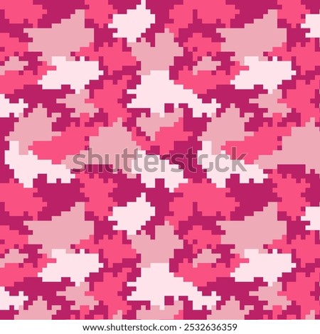 Digital pixel camouflage seamless fabric print pattern. Woodland military textile design. Modern camo uniform for soldiers in the war. Militaristic wallpaper flat vector illustration.