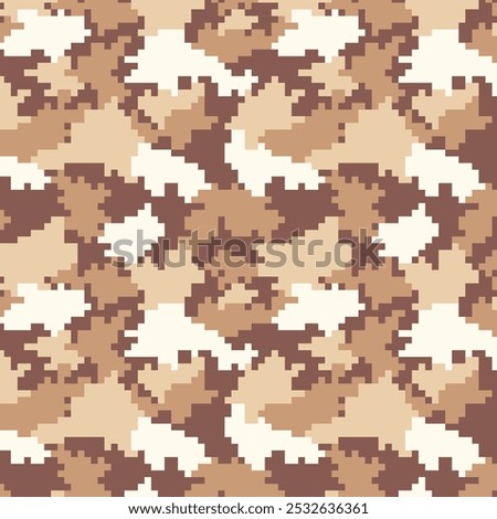Digital pixel camouflage seamless fabric print pattern. Woodland military textile design. Modern camo uniform for soldiers in the war. Militaristic wallpaper flat vector illustration.
