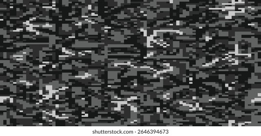 Camuflaje de píxeles digitales sin patrón negro.