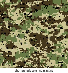 Digital pixel camouflage seamless pattern for your design. Vector Texture