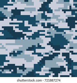 Digital pixel camouflage seamless pattern. Vector Texture in winter colour