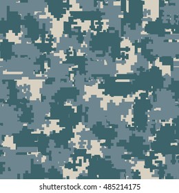 Digital pixel camouflage seamless patterns. Vector Texture Illustration isolated on white background.