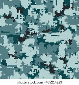 Digital pixel camouflage seamless patterns. Vector Texture Illustration isolated on white background.