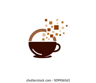 Digital Pixel Coffee Logo Design Template