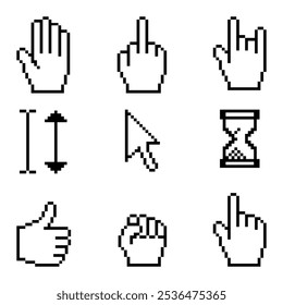 Digital Pixel Computer Mouse Set | Vector Icon Pack