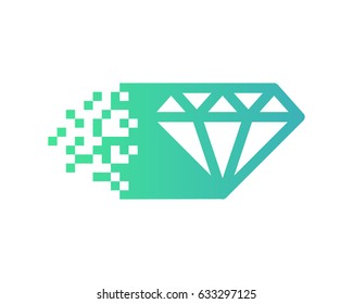Digital Pixel Diamond Icon Logo Design Element