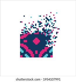 Digital Pixel dispersed filled rectange, illustration for graphic design