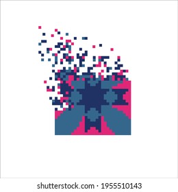 Digital Pixel dispersed filled rectange, illustration for graphic design