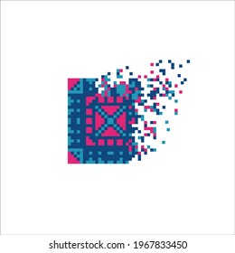 Digital Pixel dispersed filled rectange, illustration for graphic design