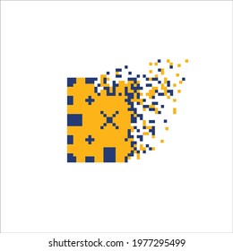Digital Pixel dispersed filled rectange, illustration for graphic design