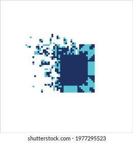 Digital Pixel dispersed filled rectange, illustration for graphic design