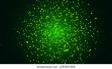 Digital Pixel Explosion. Abstract Virtual Cyber Space Data Flow. Halftone Pixel Effect Round Explosion. Vector Illustration.