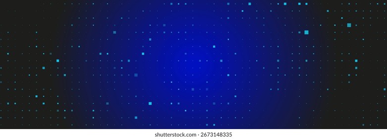 Digital Pixel Explosion. Abstract Virtual Cyber Space Data Flow. Halftone Pixel Effect Round Explosion. Vector Illustration.