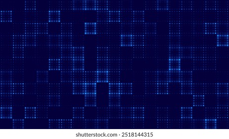 Digital Pixel Explosion Grid Mosaic. Abstract Virtual Cyber Space Data Flow. Halftone Pixel Effect Round Explosion. Vector Illustration.