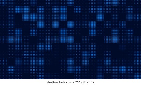 Mosaico de rejilla de explosión de píxeles digitales. Flujo Abstractas de datos del ciberespacio virtual. Efecto de píxel de semitono Explosión redonda. Ilustración vectorial.