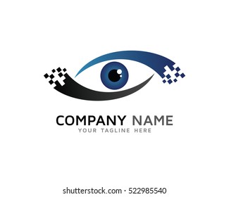 Digital Pixel Eye Logo Design Template