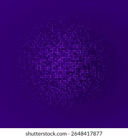 Moldura de pixel digital. Quadrados roxos brilhantes no plano de fundo escuro. Banner tecnológico abstrato. Grade financeira. Negócios bg. Mosaico azul. Futurista, modelo de estilo técnico. Ilustração de vetor.