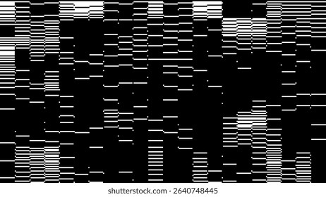 Digital Pixel Glitch Interference Texture With Horizontal Line Distortion. Vintage CCTV Footage Error or Analog Video Signal Noise Effect Overlay Background. Vector Illustration.