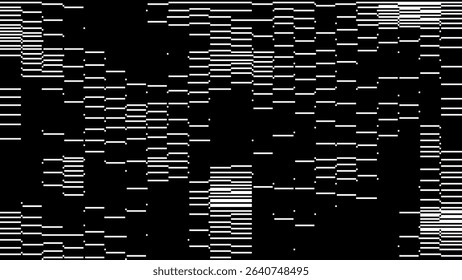 Digital Pixel Glitch Interference Texture With Horizontal Line Distortion. Vintage CCTV Footage Error or Analog Video Signal Noise Effect Overlay Background. Vector Illustration.