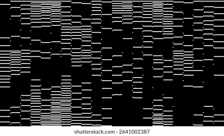 Digital Pixel Glitch Interference Texture With Horizontal Line Distortion. Vintage CCTV Footage Error or Analog Video Signal Noise Effect Overlay Background. Vector Illustration.