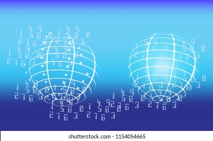 Digital Pixel Globe Logo Design Template. Pixel Sphere Spark Logo Design Element