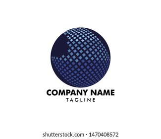 Digital Pixel Globe Logo Design Template