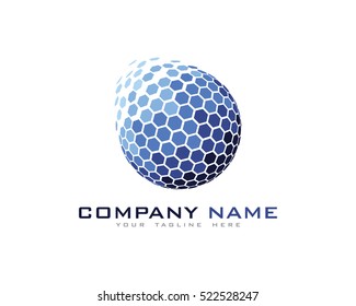 Digital Pixel Globe Logo Design Template