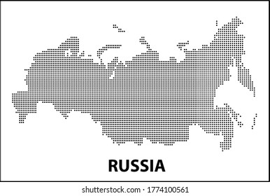 Digital pixel halftone dotted map of Russia isolated on White background 
