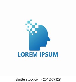 Digital pixel head logo template design