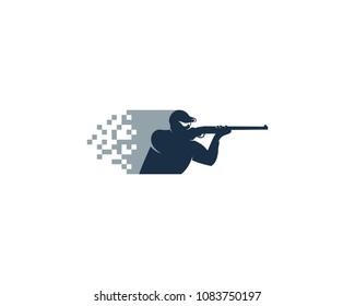 Digital Pixel Hunting Icon Logo Design Element