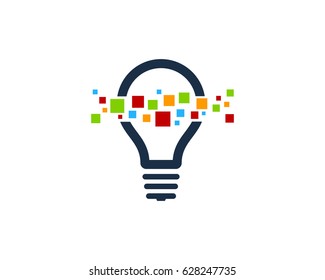 Digital Pixel Idea Icon Logo Design Element