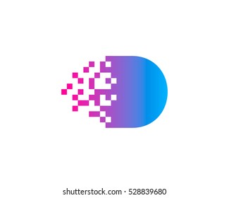 Digital Pixel Initial Letter D Logo Design Template