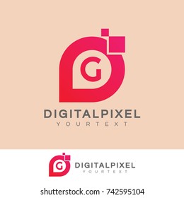 digital pixel initial Letter G Logo design
