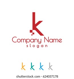 Digital Pixel Initial Letter K Logo Design