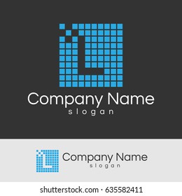 digital pixel initial Letter L Logo Design