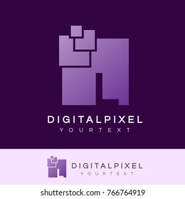digital pixel initial Letter L Logo design