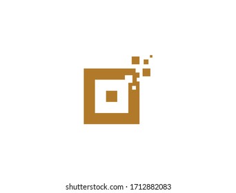 digital pixel initial Letter O Logo design