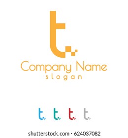 Digital Pixel Initial Letter T Logo Design