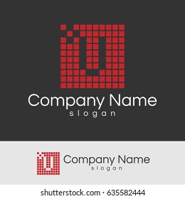digital pixel initial Letter U Logo Design
