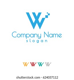Digital Pixel Initial Letter W Logo Design
