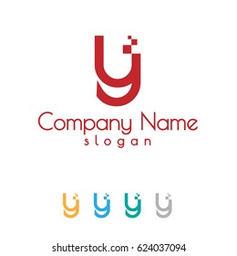 Digital Pixel Initial Letter Y Logo Design
