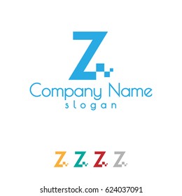 Digital Pixel Initial Letter Z Logo Design