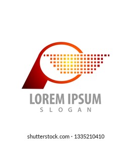 Digital pixel letter P logo concept design. Symbol graphic template element 