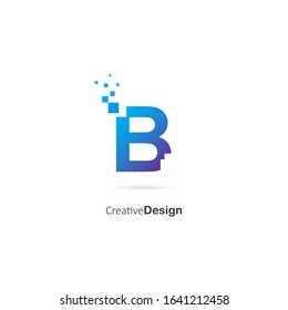 Digital Pixel Lnitial Letter B Logo design template