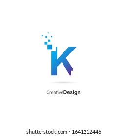 Digital Pixel Lnitial Letter K Logo design template